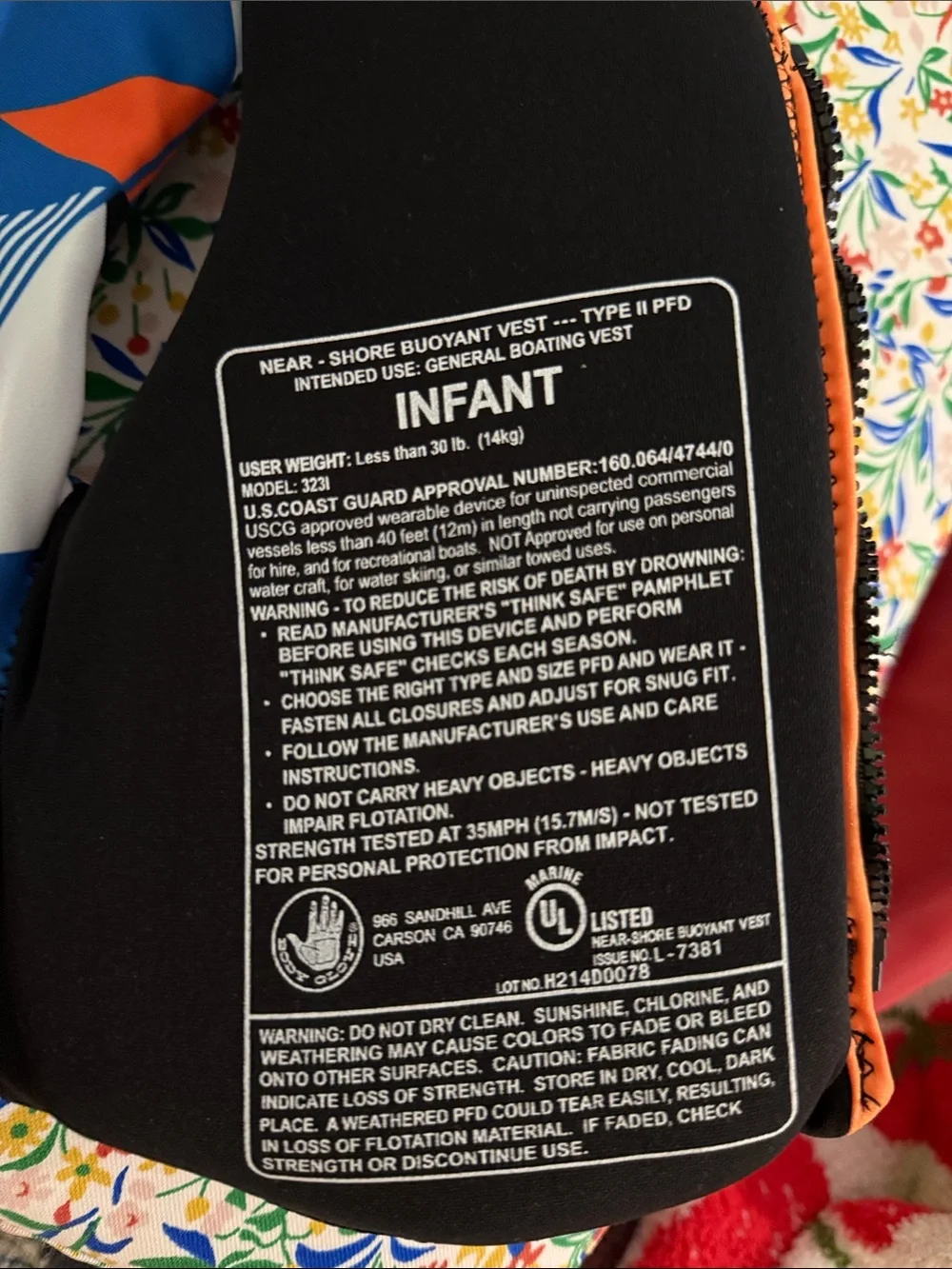 Body glove • infant life vest